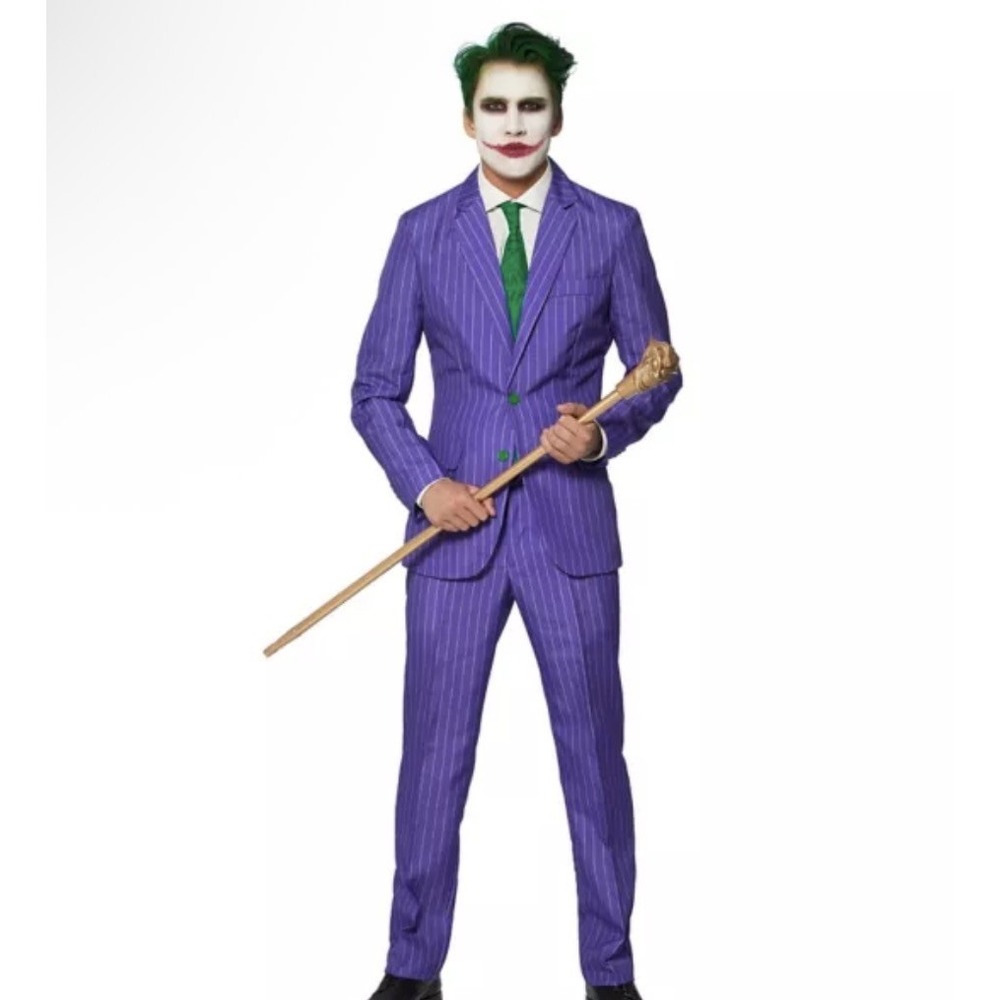 Spirit Halloween Costume The Joker Purple Green 2 Pc Mens Suit Size XL ***No Tie